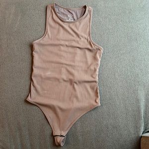 Ribbed light brown bodysuit size small Klassy Network